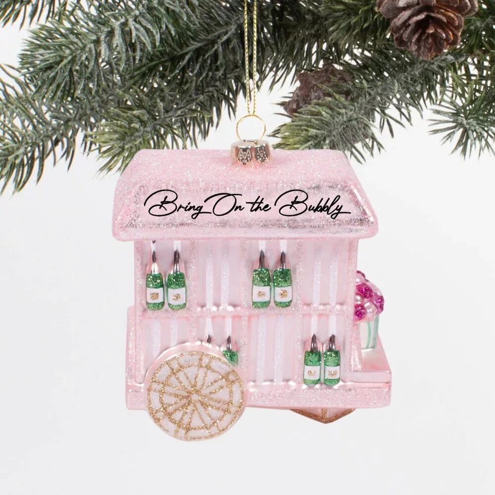 Bubbly Cart Boxed Glass Ornament